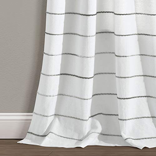 Ombre Stripe Yarn Dyed Cotton Window Curtain Panels, Pair, 40" W x 84" L, Gray - Drapes - Light Filtering Curtains for Living Room - Striped Curtains