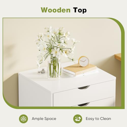 7 Drawer Rolling Storage Cabinet, Wood Under Desk Mobile Dresser with Wheels, view 7