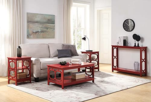 Cranberry red console table, view 7