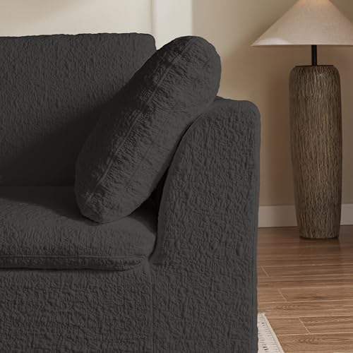 110" Cloud Sectional Couches for Living Room, Convertible L Shape Couch with Ottoman, 3 Seater Modular Sectional Sofa, Gray