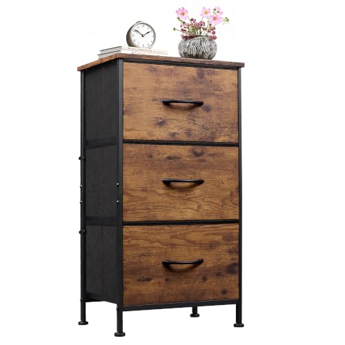 Small Dresser Nightstand for Bedroom, 3 Drawers, Rustic Brown, view 2
