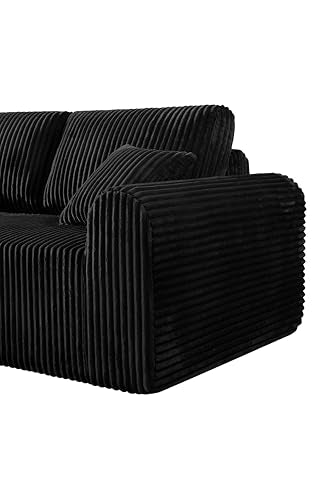 109-Inch L-Shaped Left Facing Boneless Corner Sofa 2 PCS Modular Sectional Cloud Sofa Couch with Chaise Lounge and Toss Pillow, Corduroy Boneless L-Shaped Couches