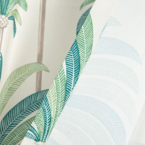 Kitchen Valances for Windows, Hood Leaves Print Linen Valance for Living Room Rod Pocket Curtain Panels 52 Inch Wide by 18 Inch Long, One Panel, Green