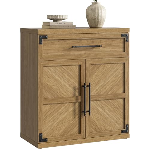 Buffet Cabinet with Drawer - Modern Sideboard Cabinet with Storage, Wide Credenza Storage Cabinet with Handle and Door, Sideboard Buffet Cabinets (1, Oak Brown)
