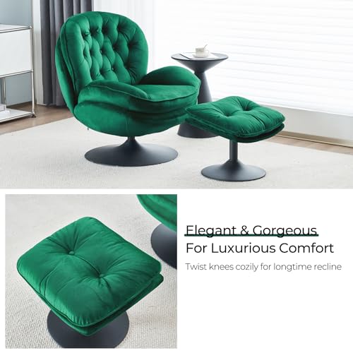 Velvet Swivel Accent Chair with Ottoman Set, view 7
