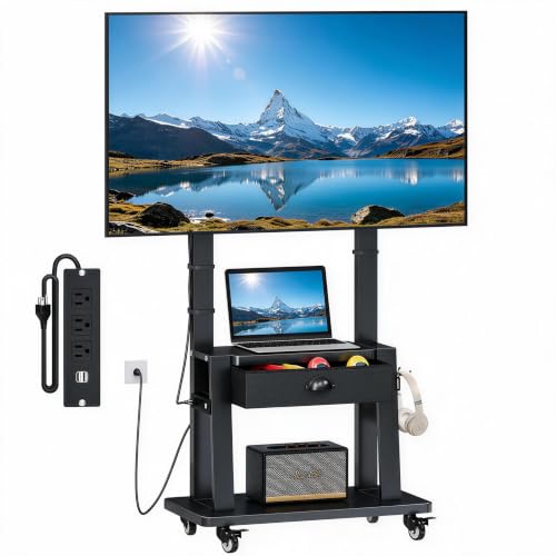Rolling TV Stand with Power Outlet, view 2