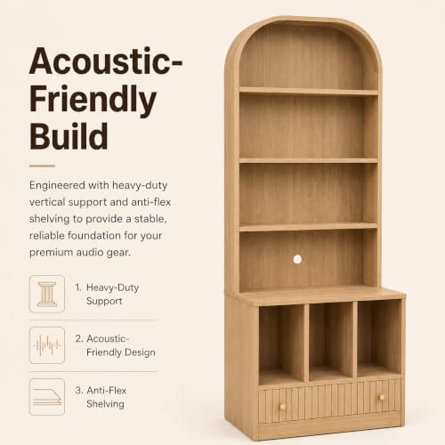 HOJEVE MCM Record Player Bookshelf, view 8