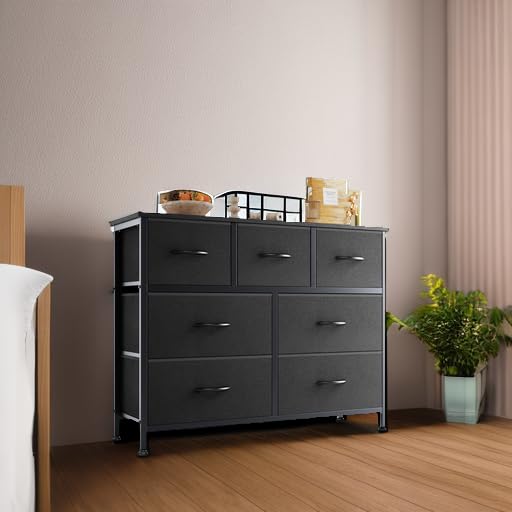 Black Dresser for Bedroom with 7 Fabric Drawers Storage Organizer, view 7