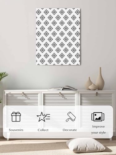 NuYeBiofx Aztec Tribal Pattern Canvas Wall Art Prints,40"x28" Framed Picture Artwork Abstract Retro Ethnic Style Art Printed Canvas Oil Painting for Living Room Bedroom Office,Ready to Hang
