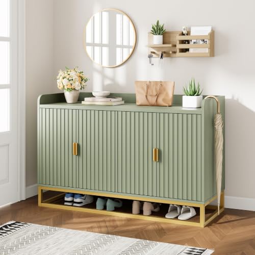 47" Fluted Sideboard with Storage Cabinet, Adjustable Shelf, Green, view 8