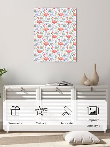NuYeBiofx Watercolor Flamingo Tropical Leaves Canvas Wall Art Prints,48"x32" Framed Picture Artwork Summer Animal Flowers Printed Canvas Oil Painting for Living Room Bedroom Office,Ready to Hang