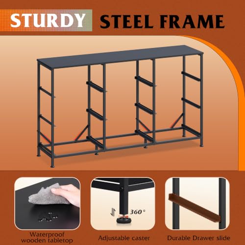 Dresser TV Stand for 55 Inch TV, 9 Drawer Dresser for Bedroom, Black, view 7