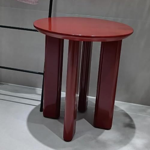 Sofa Side Table, Round Coffee Table Bedroom Bedside Table(Color:Red)