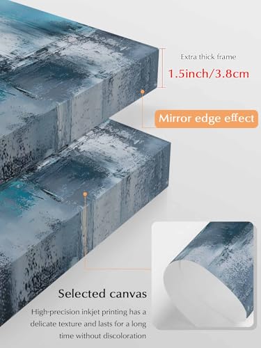 NuYeBiofx Turquoise Grey Graffiti Canvas Wall Art Prints,48"x32" Framed Picture Artwork Abstract Art Modern Oil Painting Printed Canvas Oil Painting for Living Room Bedroom Office,Ready to Hang