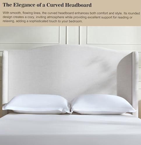Queen Size Upholstered Platform Bed Frame with 54" Tall Wingback Headboard, view 8