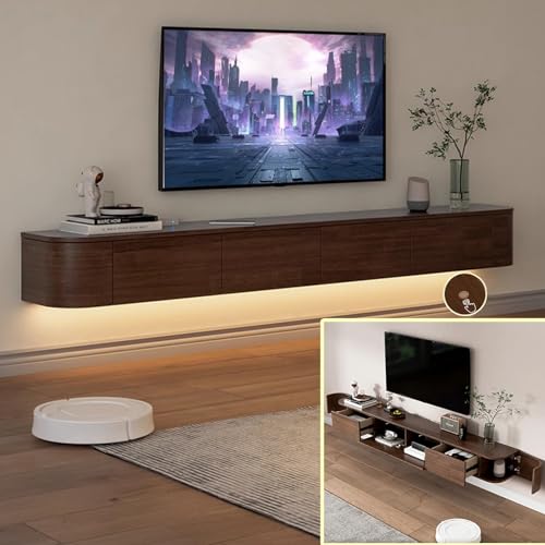 Floating TV Stand Large Floating TV Shelves Wall Mounted Multi Storage, view 2