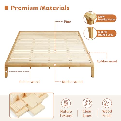 IOTXY King Platform Bed Frame - 12" Solid Wood Mattress Foundation Base, view 8
