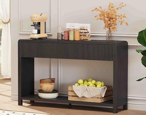 Console Table for Entryway, 47.2 inch Modern Sofa Table with 2 Drawers for Living Room, Wood Hallway Tables and Couch Tables Behind Sofa, Black