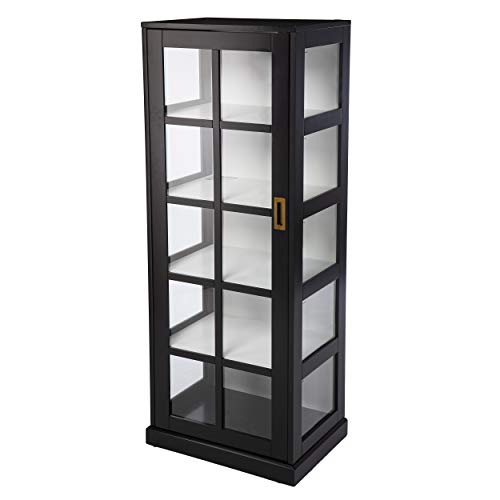 24 inches Long Burland Tall Curio Cabinet, Game Room with Open Concept Living Space Transitional Style, Black