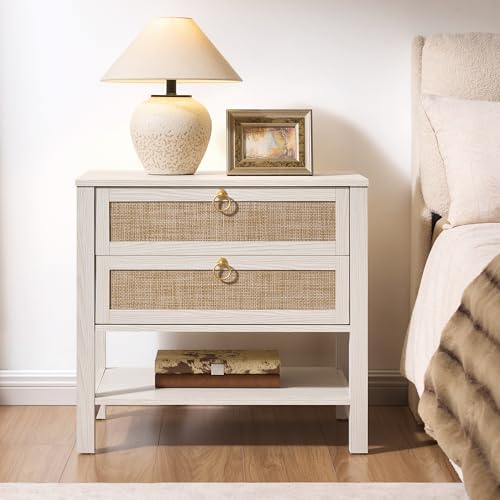 26.7" Wide Boho Rattan Nightstand, view 2