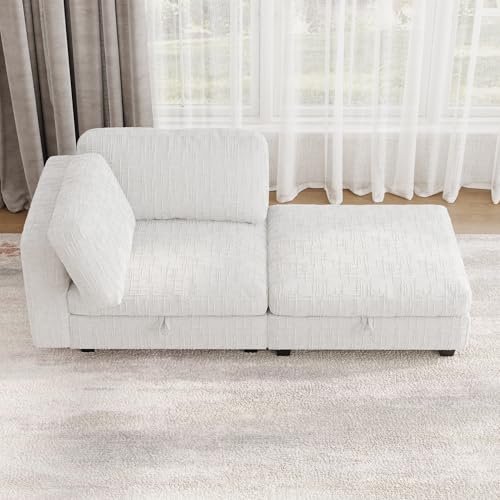 Comfy Chenille Upholstered Reversible Storage Chaise Lounge Indoor for Living, view 2