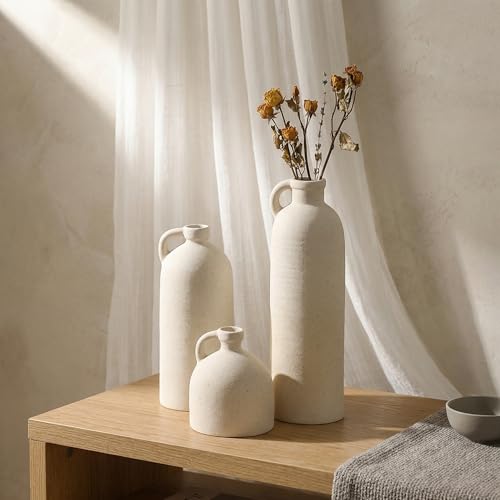 Flower Vase Set of 3, Ceramic Home Decor for Living Room, view 8
