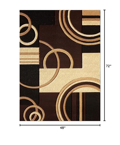 Area Rug Modern Soft Hand Carved Contemporary Floor Carpet with Premium Fluffy Texture for Indoor Living Dining Room and Bedroom Area (Brown, 4'x6')