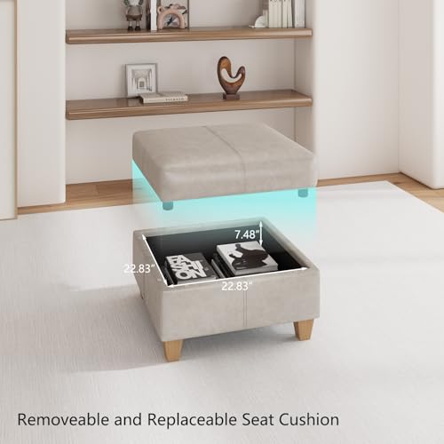 Modular Sectional Sofa with Storage, Faux Leather Sectional, Leather Couches for Living Room,Whitesand