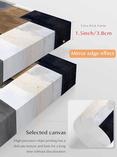 NuYeBiofx Abstract Black Beige Gray Color Block Canvas Wall Art Prints,48"x32" Framed Picture Artwork Modern Geometric Art Printed Canvas Oil Painting for Living Room Bedroom Office,Ready to Hang