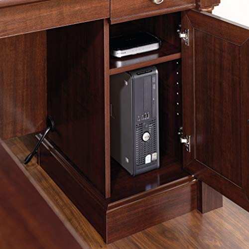 Palladia L Shaped Desk with Drawers, Office Desk with File Cabinet Storage, Cable Management, Keyboard Tray, in Select Cherry finish