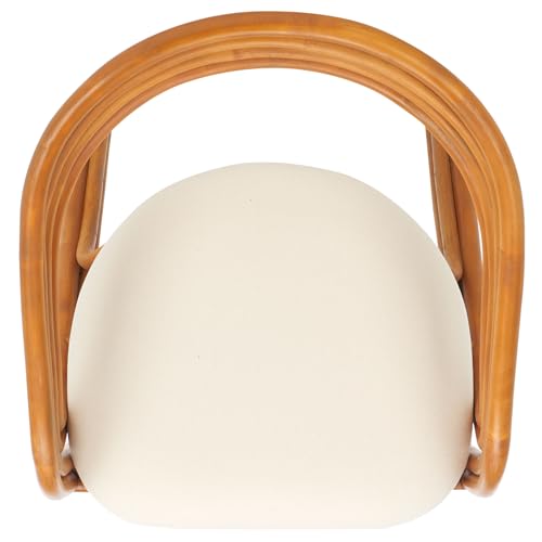SAFAVIEH Couture Collection Jennabrook Tropical Coastal Natural Rattan/White Linen Cushion Dining Chair (Fully Assembled)