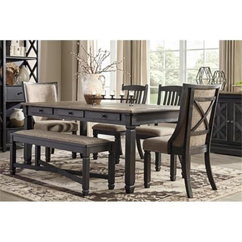 Signature Design by Ashley Tyler Creek Farmhouse Dining Table with Drawers, Seats up to 6, Almost Black