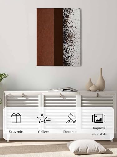NuYeBiofx Farmhouse Retro Leather Texture Canvas Wall Art Prints,40"x28" Framed Picture Artwork Abstract Fur Texture Printed Canvas Oil Painting for Living Room Bedroom Office,Ready to Hang