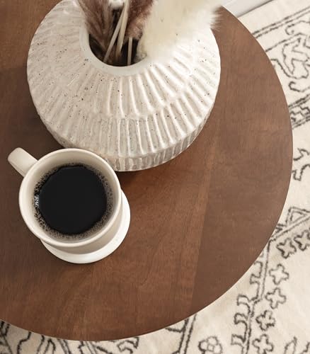 Faiza Modern Wooden Round Side Table, 18 x 18 x 20, Walnut Brown, Transitional Wood End Table for Use as Bedroom Nightstand or Living Room Accent Table