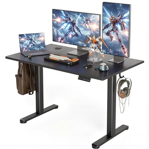 Electric Standing Desk, Adjustable Height Stand up Desks, 48 x 24 Inches Sit Stand up Desk for Home Office Computing, 3-Preset Memory Height Ergonomic Rising Desks, Black