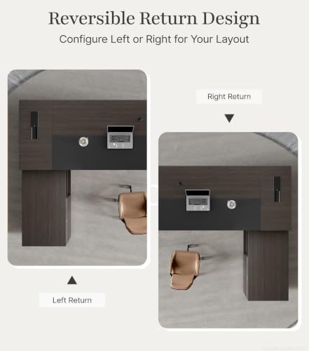 87" L-Shaped Executive Desk with Reversible Return, view 7