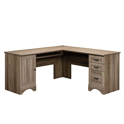 Harbor View Computer Desk, 66.14"D x 66.14"W x 30.28"H, Salt Oak finish