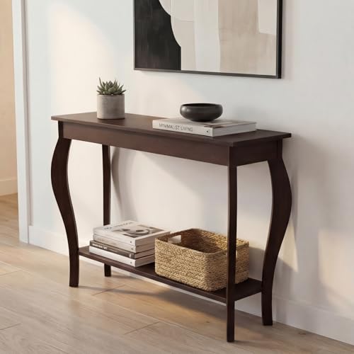Espresso narrow chic accent console table, view 7