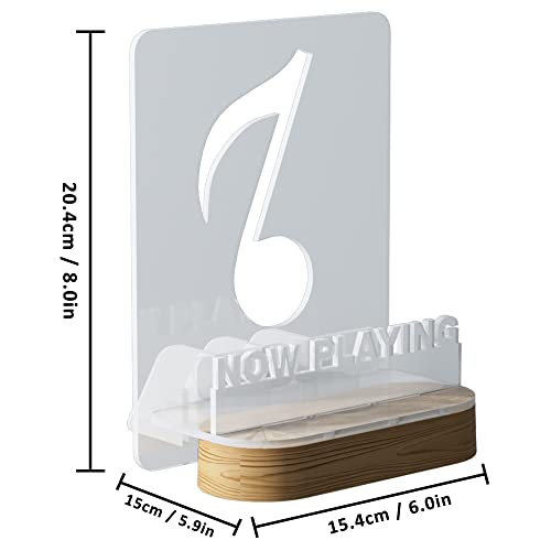 Light up Now Playing Vinyl Record Stand, Now Spinning Record Stand, Wooden Acrylic Holder for Album Display Storage, Vinyl Record LED Display Storage Collection Holder with USB Powered