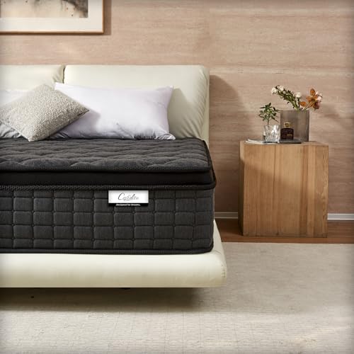 Queen Mattress, 12 Inch Hybrid Queen Size Mattress with Pocketed Springs and Comfort Foam, Pillow Top Mattress in a Box, Motion Isolation, Pressure Relief, Medium Firm Feel, CertiPUR-US