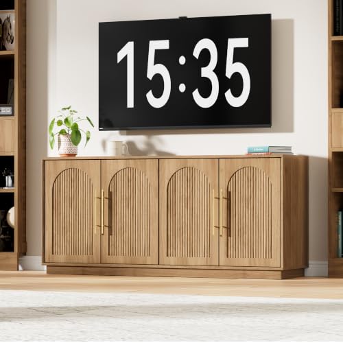 Fluted Sideboard Buffet Cabinet with Storage, view 8