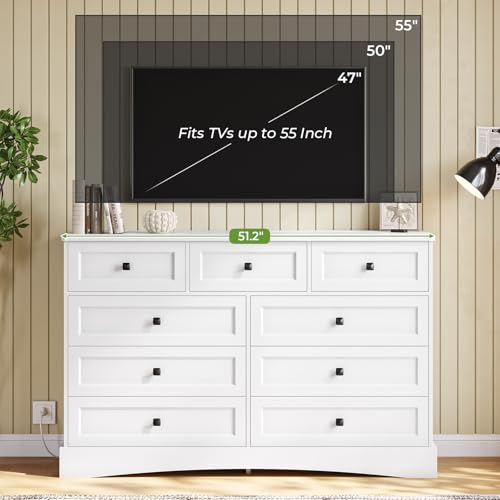 White Dresser for Bedroom with 9 Drawers, view 7