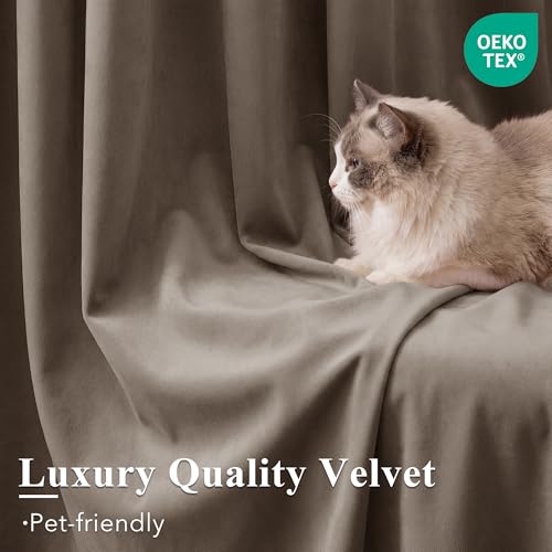 Taupe Velvet Room Darkening Panels Privacy Protect, W52 x L84, 2 Pcs