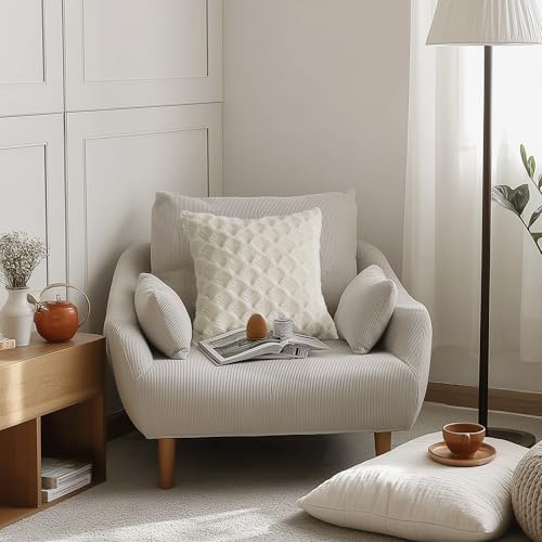 Boho Pillow Covers 18x18 Inch Set of 2 Decorative Throw Pillow Covers for Sofa Couch Living Room Bedroom Bohemia Modern Farmhouse Cream Fur Cute Pillows Home Decor