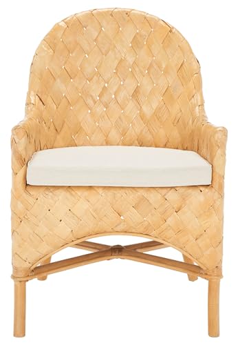 Home Collection Chorus Tropical Natural Honey Rattan Woven Dining Chair with Cushion (Fully Assembled)