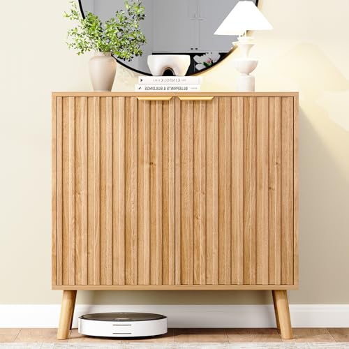 Fluted Storage Cabinet, Buffet Cabinet with Storage, view 2