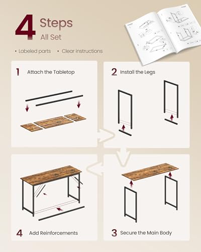 Computer Desk, Steel Frame Gaming Desk for Home Office, 55.1 Inch, view 7