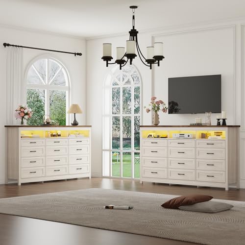 Farmhouse 12 Drawer Dresser with LED Lights, view 7