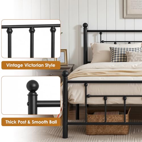 Full Size Metal Platform Bed Frame with Headboard and Footboard, view 7