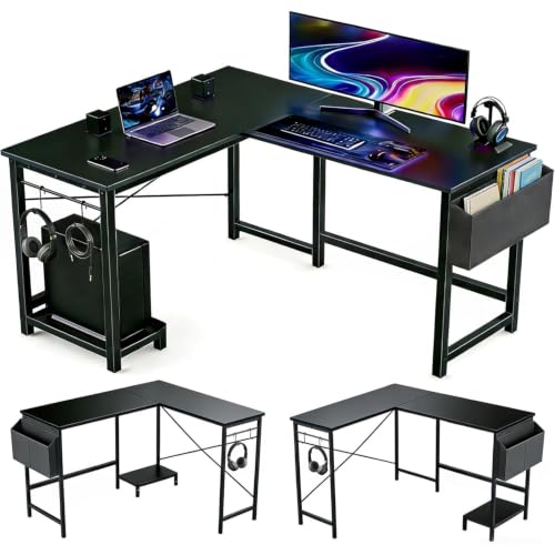 L Shaped Desk, 50 Inch Reversible Computer Desk with CPU Stand, view 2